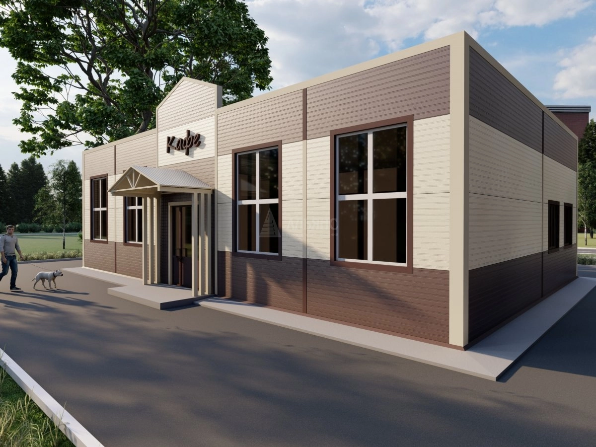 3D визуализация Кафе-столовая из сэндвич-панелей - фото 2